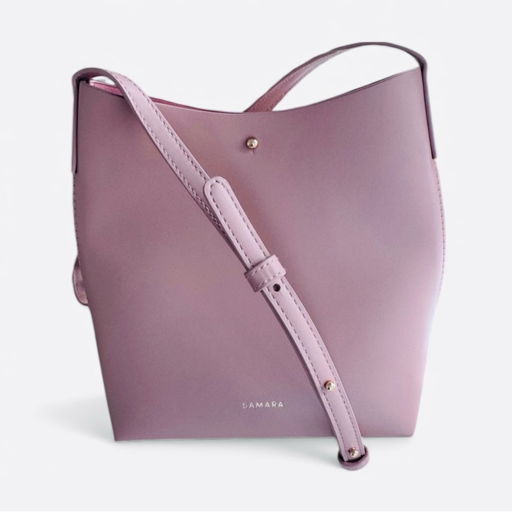 Anthropologie Samara Medium Bucket Bag Minimalist Peony Pink
